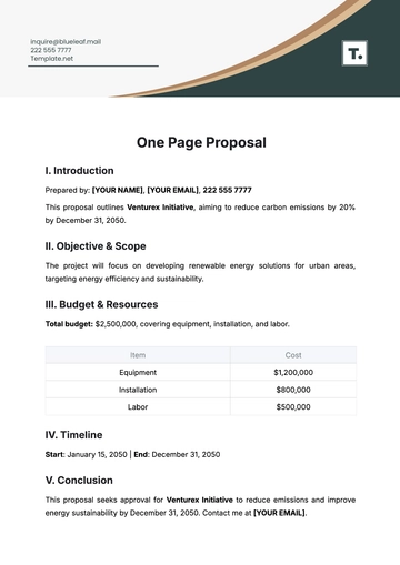 Free One Page Proposal Template to Edit Online