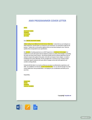 AMX Programmer Cover Letter