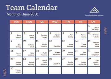 Free Professional Team Calendar Template to Edit Online