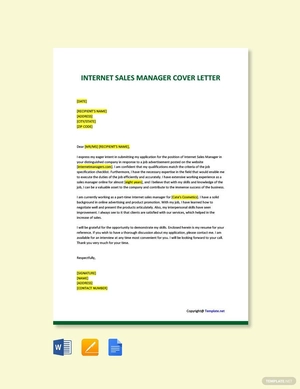 Internet Sales Manager Cover Letter