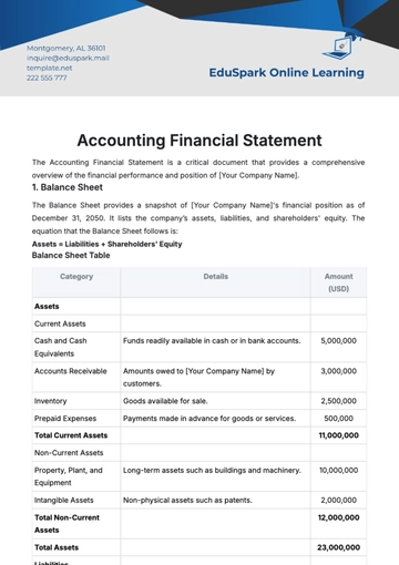 Free Accounting Financial Statement Template to Edit Online