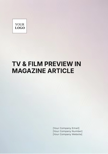 Free TV & Film Preview in Magazine Article Template to Edit Online