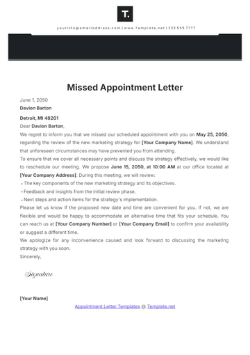 Free Missed Appointment Letter Template to Edit Online