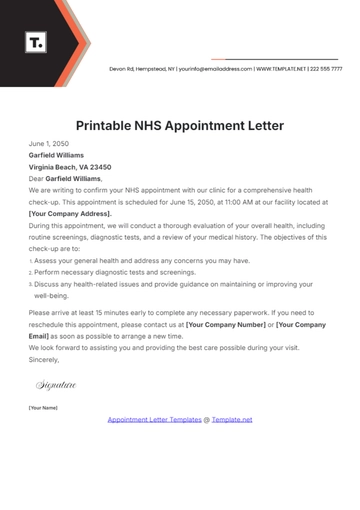 Free Printable NHS Appointment Letter Template to Edit Online