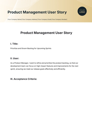 Free Product Management User Story Template to Edit Online | Template.net