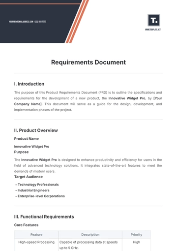 Free Requirements Document Template to Edit Online