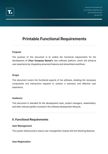 Free Printable Functional Requirements Template to Edit Online | Template.net