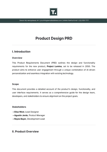 Free Product Design PRD Template to Edit Online | Template.net