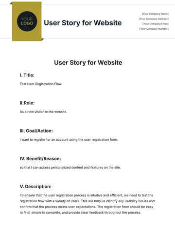 Free User Story for Website Template to Edit Online | Template.net