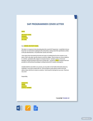 SAP Programmer Cover Letter Template