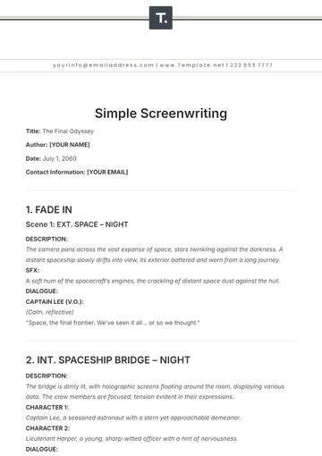 Free Simple Screenwriting Template to Edit Online