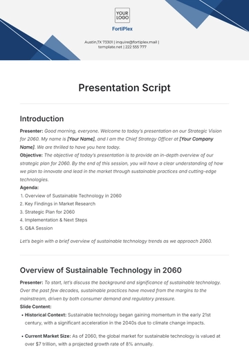 Free Presentation Script Template to Edit Online
