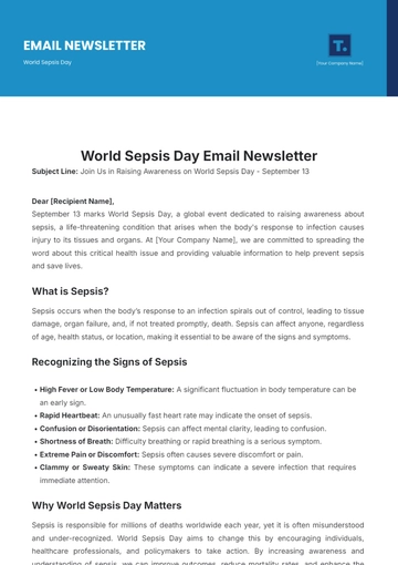 Free World Sepsis Day Email Newsletter Template to Edit Online