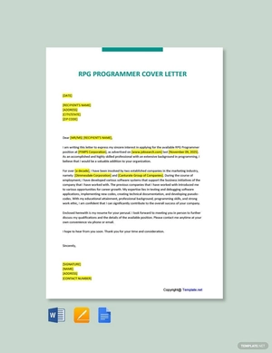 RPG Programmer Cover Letter