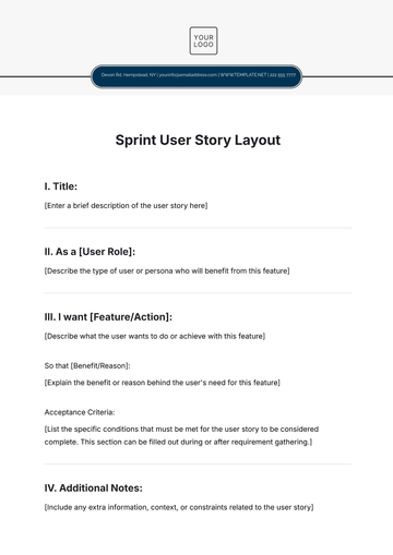 Free Sprint User Story Layout Template to Edit Online | Template.net
