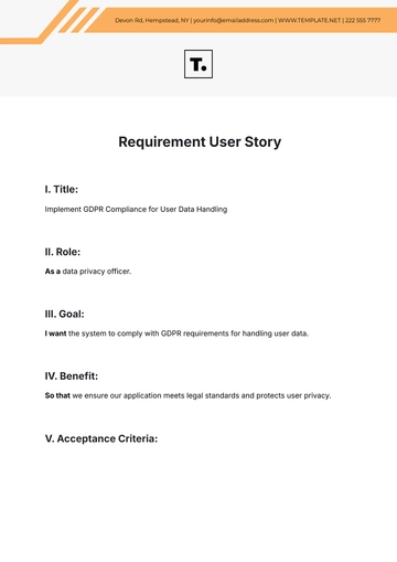 Free Requirement User Story Template to Edit Online | Template.net