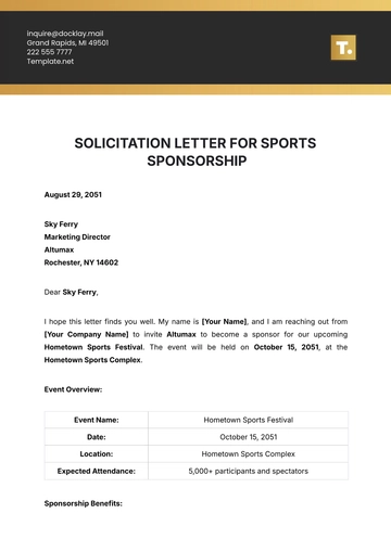 Free Sponsorship Solicitation for Sports Template to Edit Online