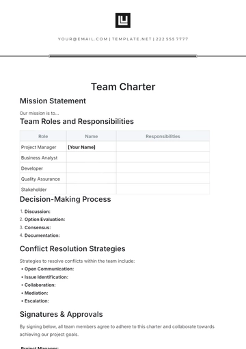 Free Blank Team Charter Template to Edit Online
