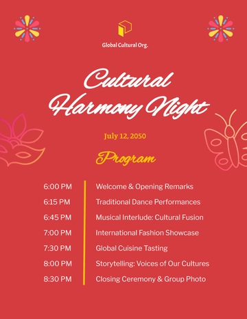 Free Aesthetic Cultural Event Program Template to Edit Online
