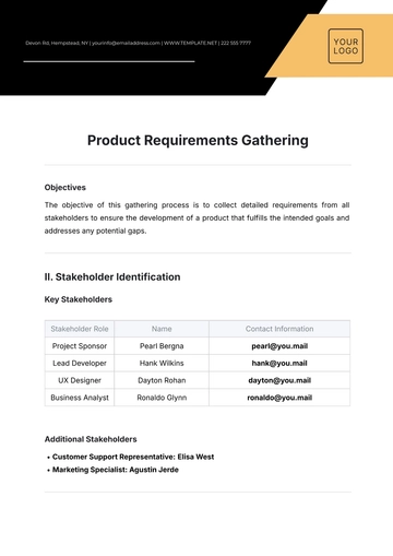 Free Product Requirements Gathering Template to Edit Online | Template.net