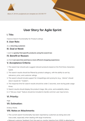 Free User Story for Agile Sprint Template to Edit Online | Template.net