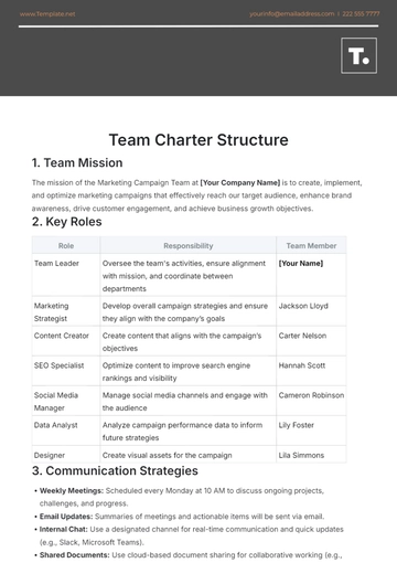 Free Professional Team Charter Structure Template to Edit Online