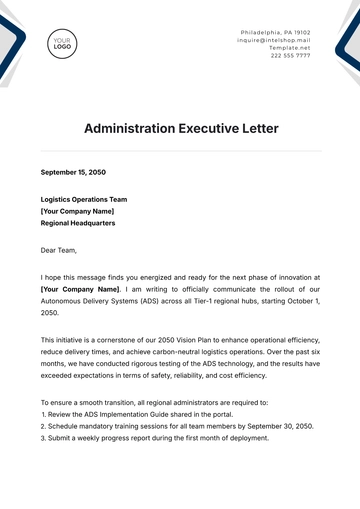 Free Executive Letter Template to Edit Online
