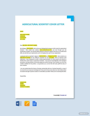 Agricultural Scientist Cover Letter
