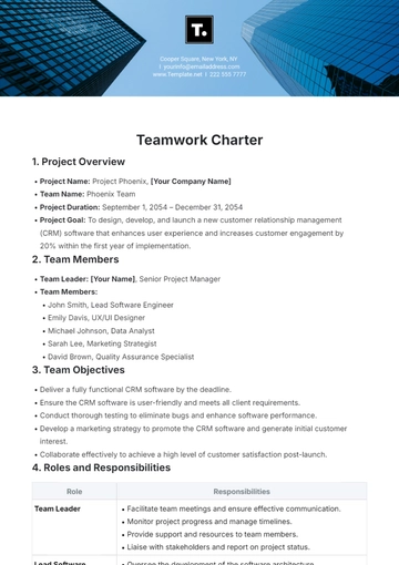 Free Teamwork Charter Template to Edit Online