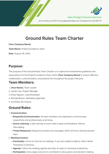 Free Ground Rules Team Charter Template to Edit Online