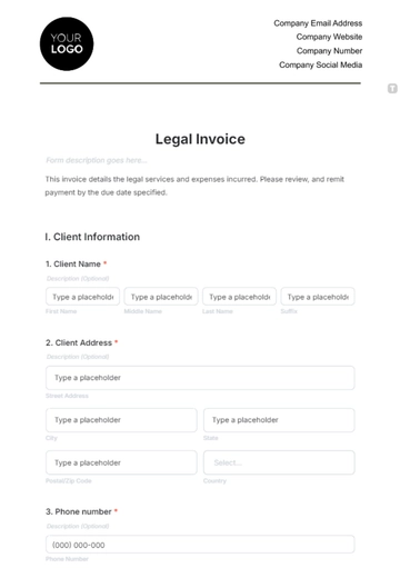 Free Legal Invoice Template to Edit Online