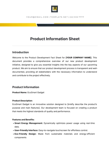 Free Simple Product Information Sheet Template to Edit Online