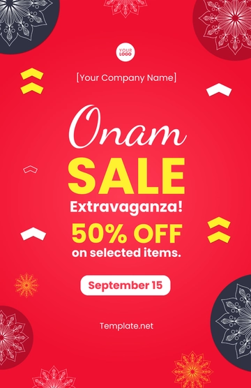 Free Onam Sale Poster Template to Edit Online