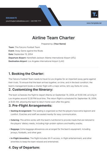 Free Airline Team Charter Template to Edit Online
