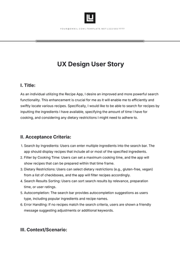 Free UX Design User Story Template to Edit Online | Template.net