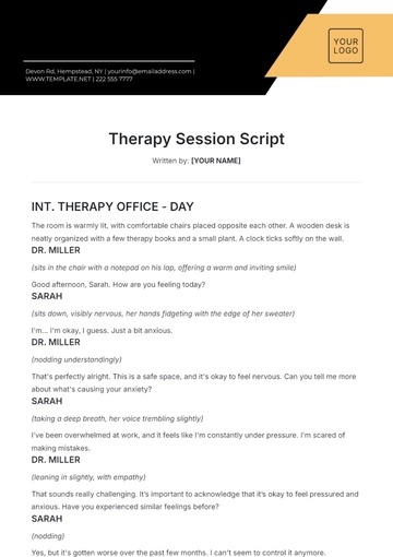 Free Therapy Session Script Template to Edit Online