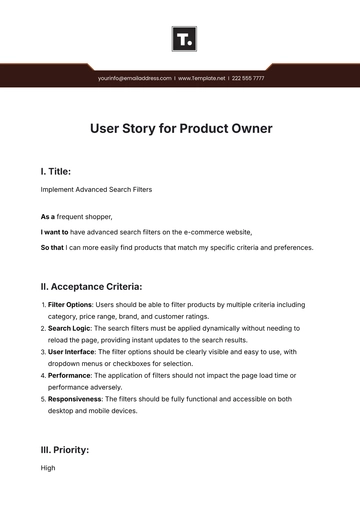 Free User Story for Product Owner Template to Edit Online | Template.net