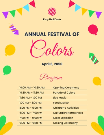 Free Colorful Festival Program Template to Edit Online