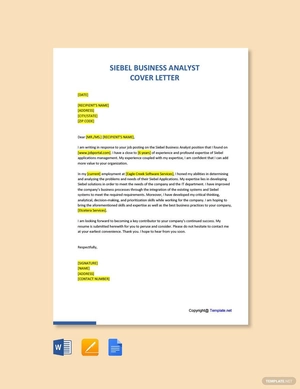 Siebel Business Analyst Cover Letter