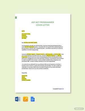 ASP.Net Programmer Cover Letter