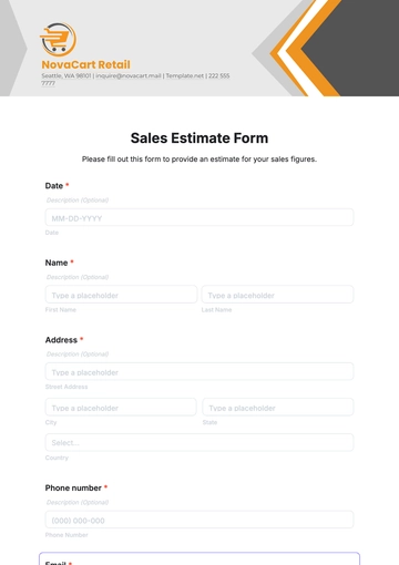 Free Sales Estimate Form Template to Edit Online