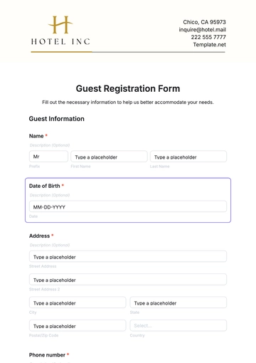 Free Guest Registration Form Template to Edit Online