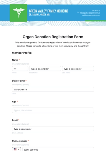 Free Organ Donation Registration Form Template to Edit Online