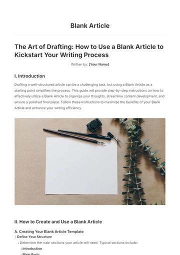 Free Blank Article Template to Edit Online