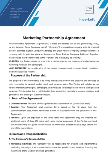 Free Marketing Partnership Agreement Template to Edit Online