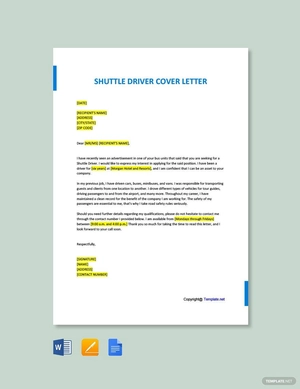 Shuttle Driver Cover Letter