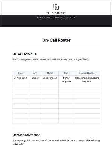 Free On-Call Roster Template to Edit Online | Template.net