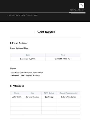 Free Event Roster Template to Edit Online | Template.net
