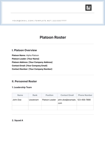 Free Platoon Roster Template to Edit Online | Template.net