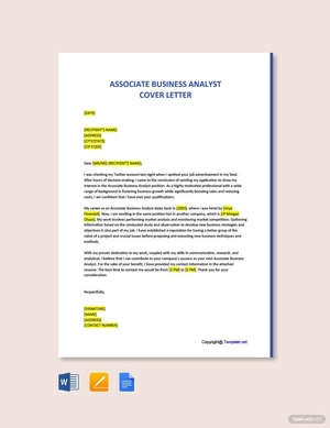 Associate Business Analyst Cover Letter